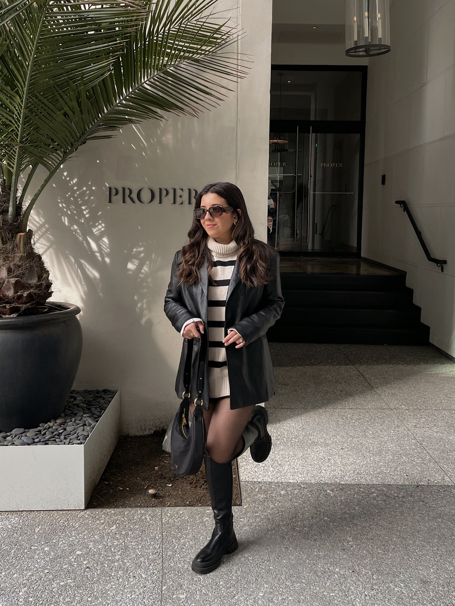 oversized striped sweater, leather blazer outfit 🖤 #leatherblazer #stripedsweater #outfitideas #winteroutfit #winterootd

#LTKstyletip #LTKSeasonal #LTKunder100