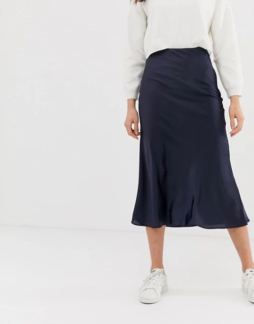 ASOS DESIGN Tall bias cut satin slip midi skirt | ASOS US