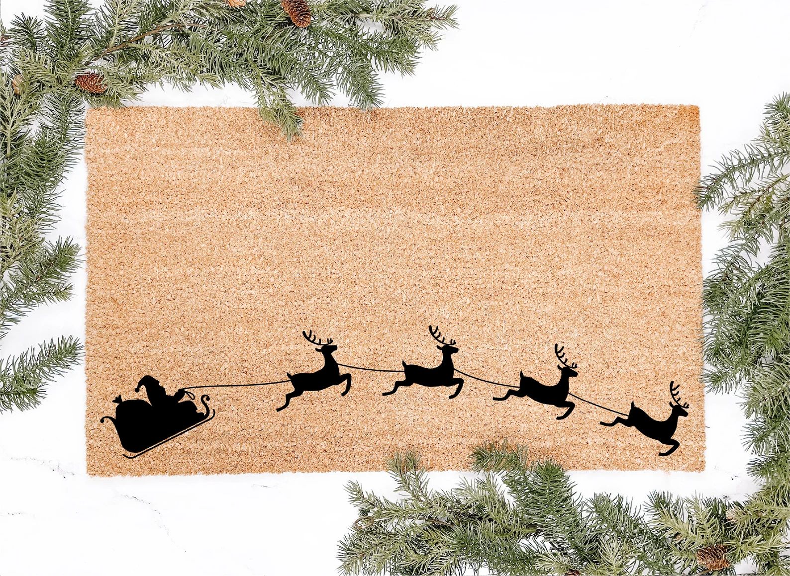 Santa Sleigh Christmas Doormat Christmas Decor Modern - Etsy | Etsy (US)
