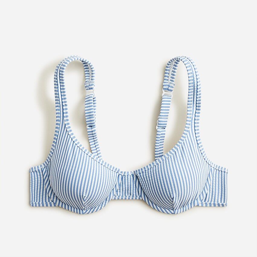 Underwire bikini top in seersucker | J.Crew US