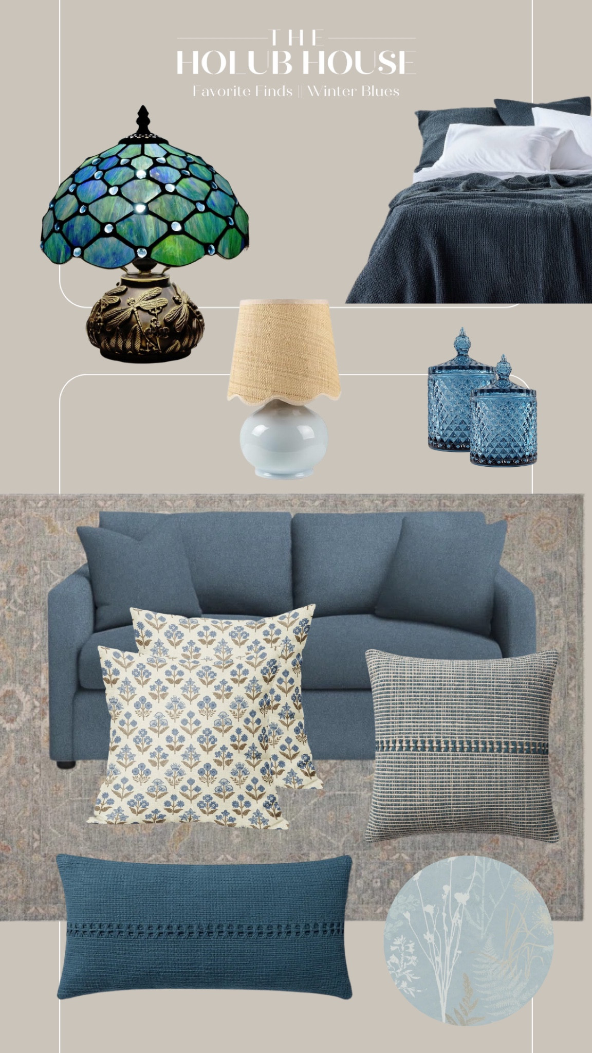 Favorite Finds || Winter Blues Edition

Block print pillow cover, navy botanical wallpaper, Chris Loves Julia x Loloi rug, Chris Loves Julia x Loloi throw pillows, small Tiffany glass desk lamp, ceramic and jute bedside lamp, diamond faceted glass storage jar with lid, textured waffled coverlet, sleeper sofa.

#LTKHome