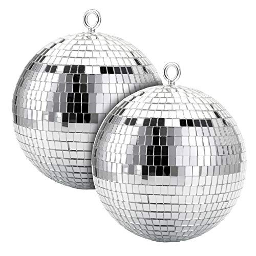 Suwimut 2 Pack Disco Light Mirror Ball, 8 Inches Cool and Fun Large Silver Hanging Disco Ball wit... | Amazon (US)