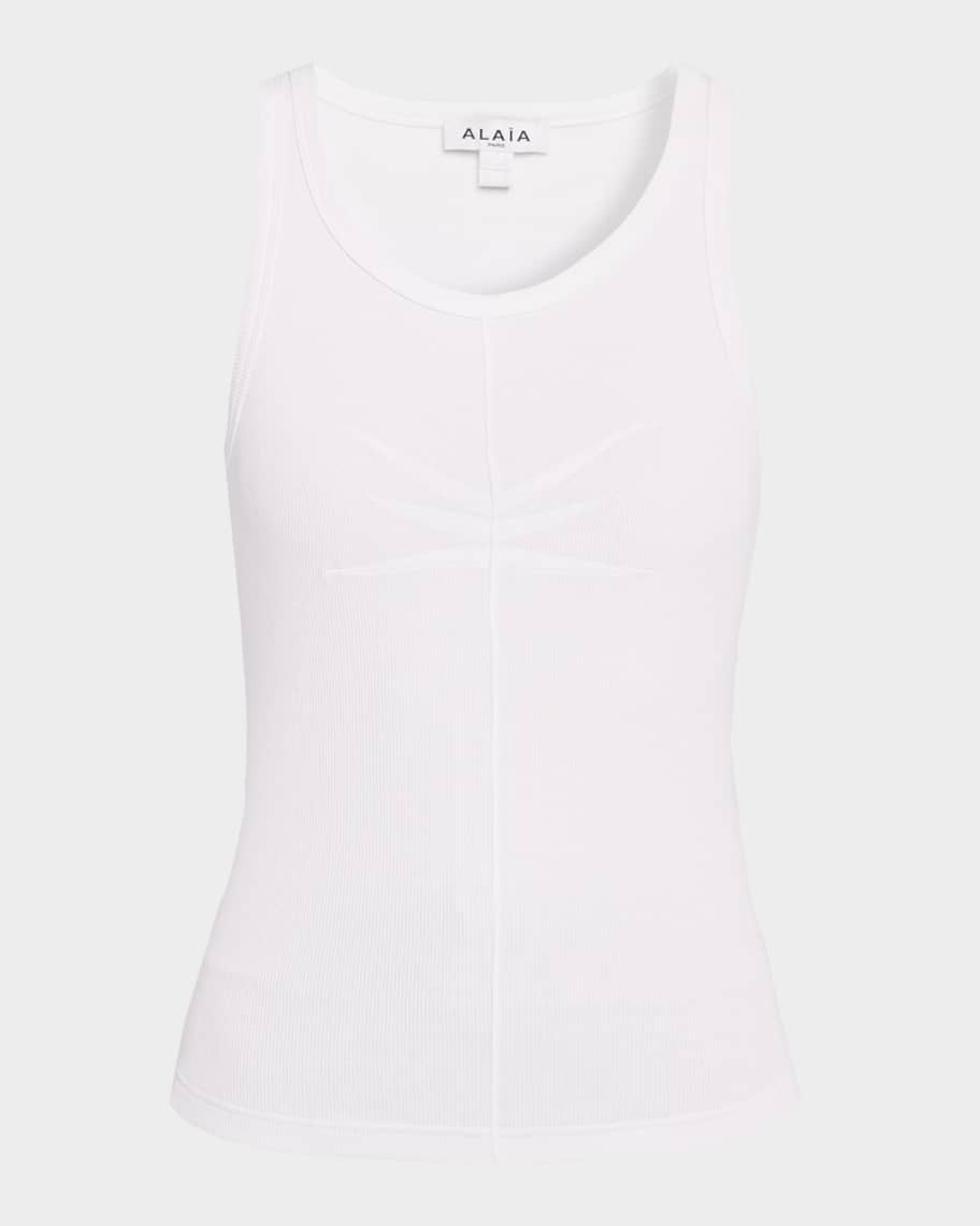 ALAIA Darts Stretch Cotton Tank Top | Neiman Marcus