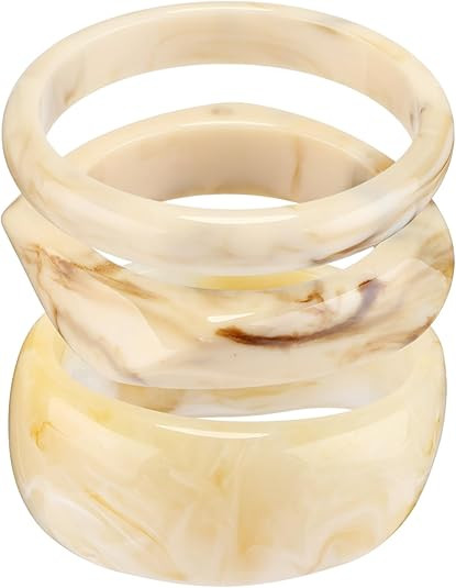 Quelay 3 Pcs Acrylic Colorful Resin Bangle Boho Chunky Bracelets for Women Irregular Geometric Cu... | Amazon (US)