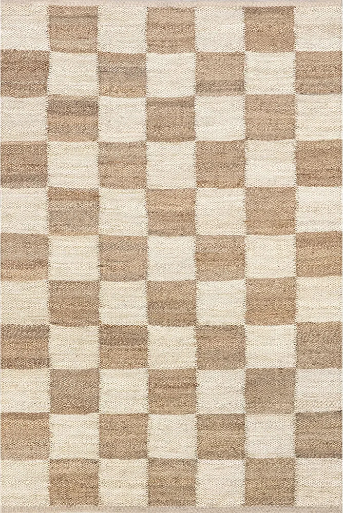 nuLOOM Christana - Alfombra tradicional de yute a cuadros, 8 x 10, marfil | Amazon (US)