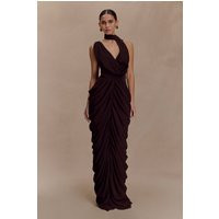 Alex Chiffon Maxi Dress - Cacao Brown I MESHKI I Size L | MESHKI US