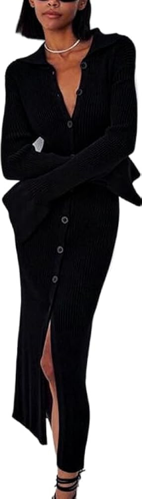 Women's Open Front Sweater Dress Long Sleeve Cardigan Outwear Green Dress for Women Button Down F... | Amazon (US)