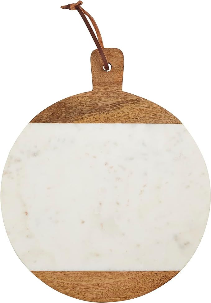 Mud Pie Round Wht Marble Wood Board, 19 1/4" X 16" Dia | Amazon (US)