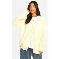 Womens Petite Brushed Asymmetric Button Detail Cardigan - Yellow - S | NastyGal UK