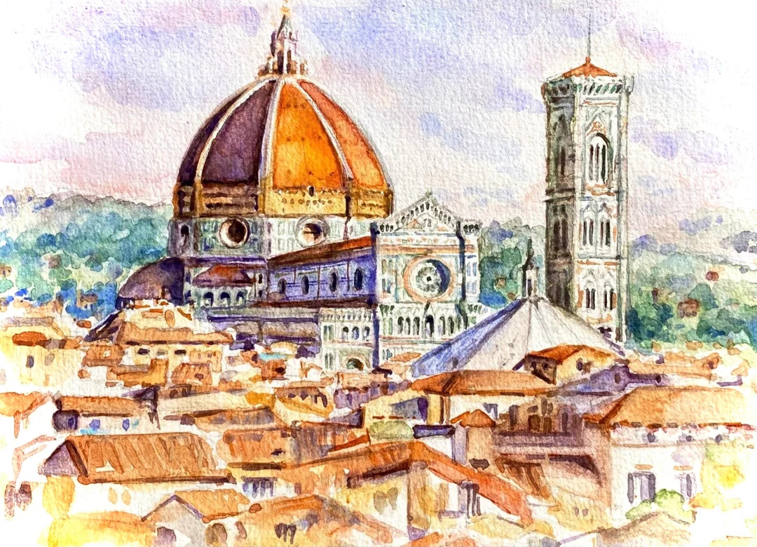 Italy, Tuscany Art Work, Florence Dome Art, Watercolor Print, Original Artwork , Architecture Fin... | Etsy (US)