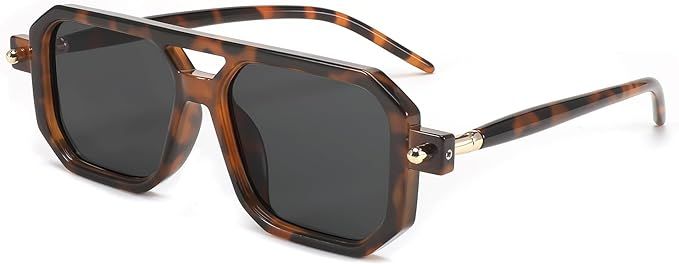 FEISEDY Vintage Square 70s Flat Aviator Sunglasses Women Men Classic Retro Stylish Frame UV400 Su... | Amazon (US)