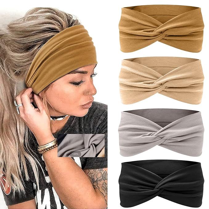 MISUPORVE Boho Wide Headbands for Women Non Slip Stretch Cloth Workout Headband Yoga Running Spor... | Amazon (US)