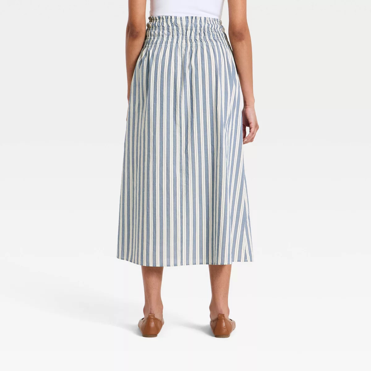 Women's Pull-On Midi Full Skirt - Universal Thread™ Blue Striped M | Target
