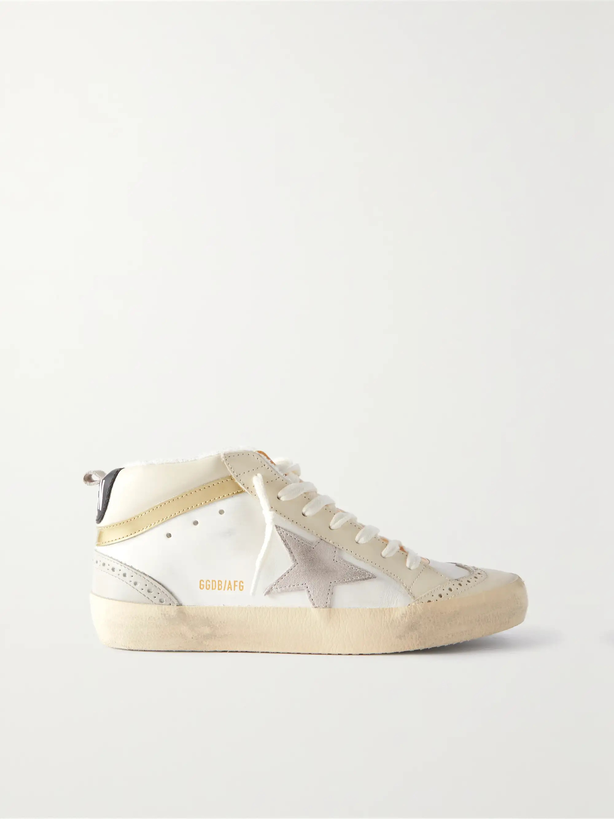Mid Star distressed suede-trimmed leather sneakers | NET-A-PORTER (UK & EU)