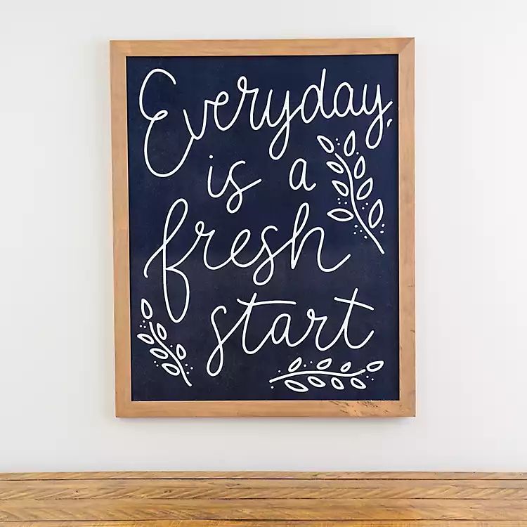 Navy Every Day Is A Fresh Start Wall Plaque | Kirkland's Home