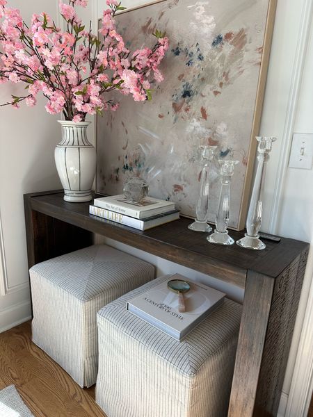 I used 10 of these cherry blossom stems to fill this beautiful vase from House of Blum.  





Console table, modern abstract art Alice Lane Home candlesticks, coffee table books, decorative objects Lynwood cube ottoman waterfall table

#LTKhome