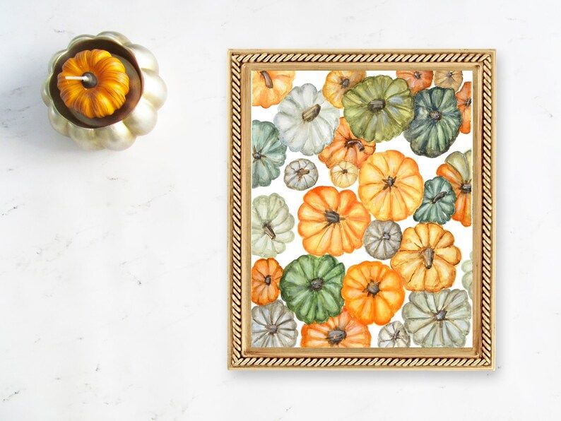 Halloween Pumpkin Print/ Autumn Gifts / Halloween Wall Art / Thanksgiving / Housewarming / Orange... | Etsy (US)