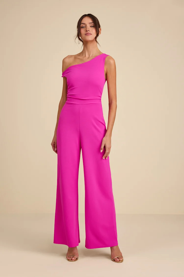 Lawny Magenta Pink Twisted One-Shoulder Jumpsuit | Lulus