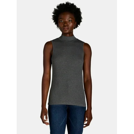 Time and Tru Women's Mock Neck Sleeveless Top, 2-Pack, Sizes XS-XXXL | Walmart (US)