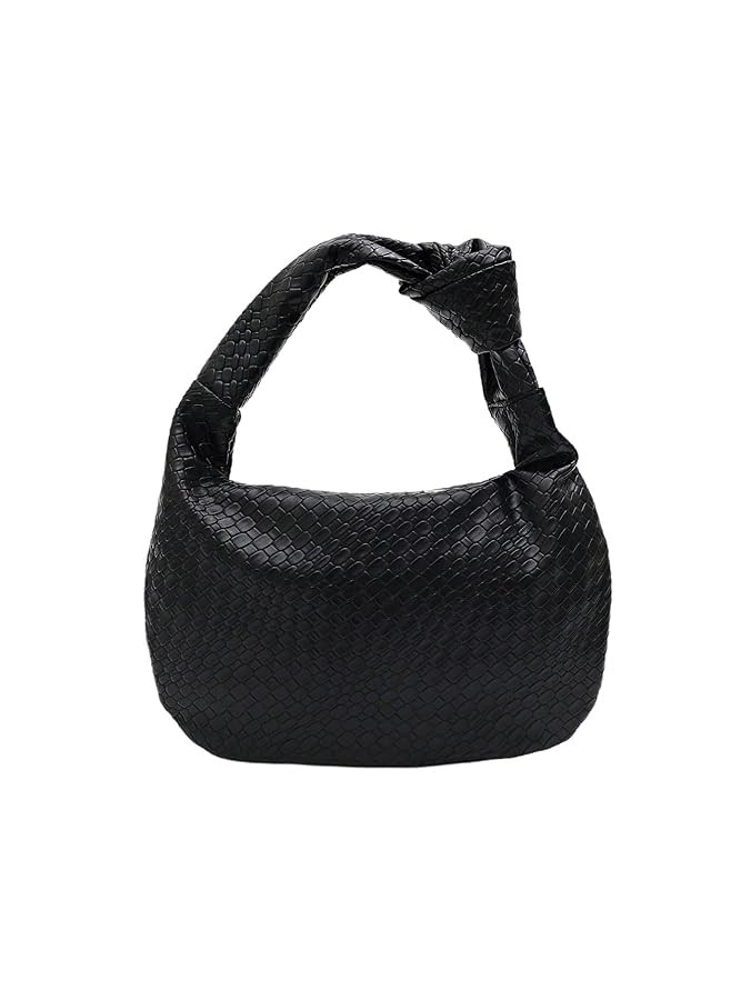 QWINEE Women's Woven Shoulder Bag Retro Vintage Zipper Faux Leather Small Underarm Purse with Kno... | Amazon (US)