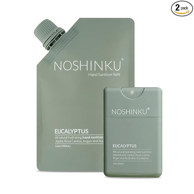 Noshinku Eucalyptus Pocket Hand Sanitizer Refill Kit: Refill Pouch + Sprayer Bundle | Organic Ant... | Amazon (US)