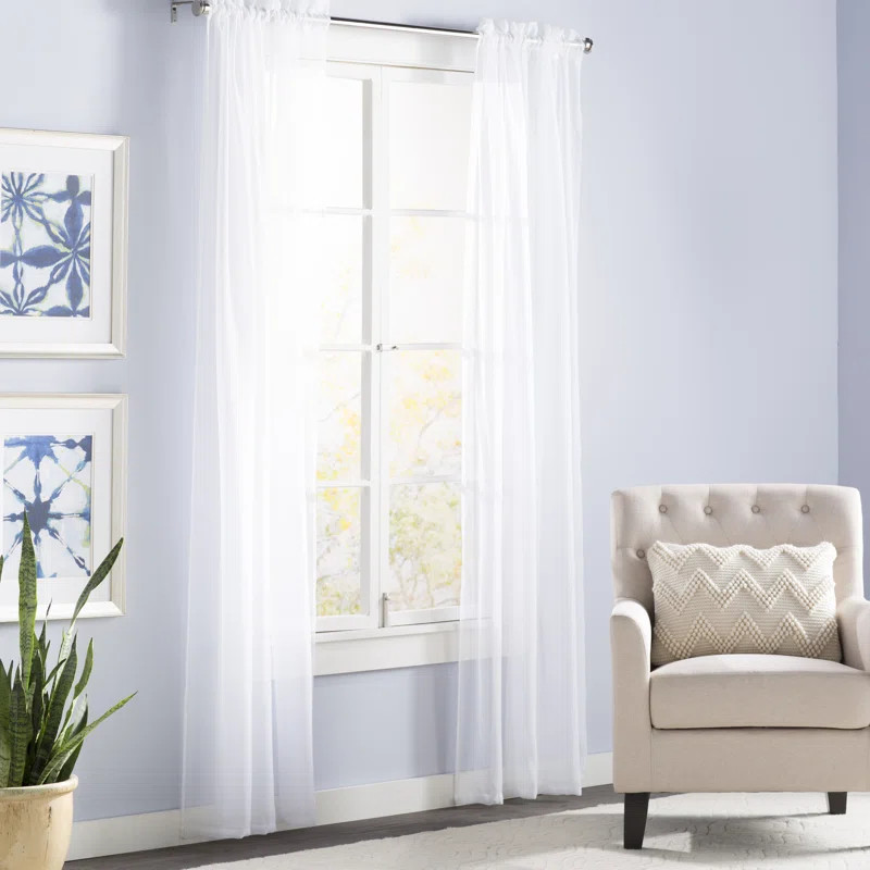 Solid Sheer Rod Pocket Curtain Panels (Set of 2) | Wayfair North America