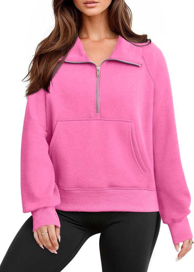 Glamaker Womens Sweatshirts Half Zip Pullover Fleece Cropped Comfort Fall Loose Outfits Fashion L... | Amazon (US)