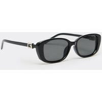 Side Silver Logo Detail Thin Framed Cateye Shaped Tinted Lense Sunglasses In Black, Women's Size UK 0 | EGO (UK)