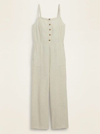 Linen-Blend Button-Front Cami Jumpsuit for Women | Old Navy (US)