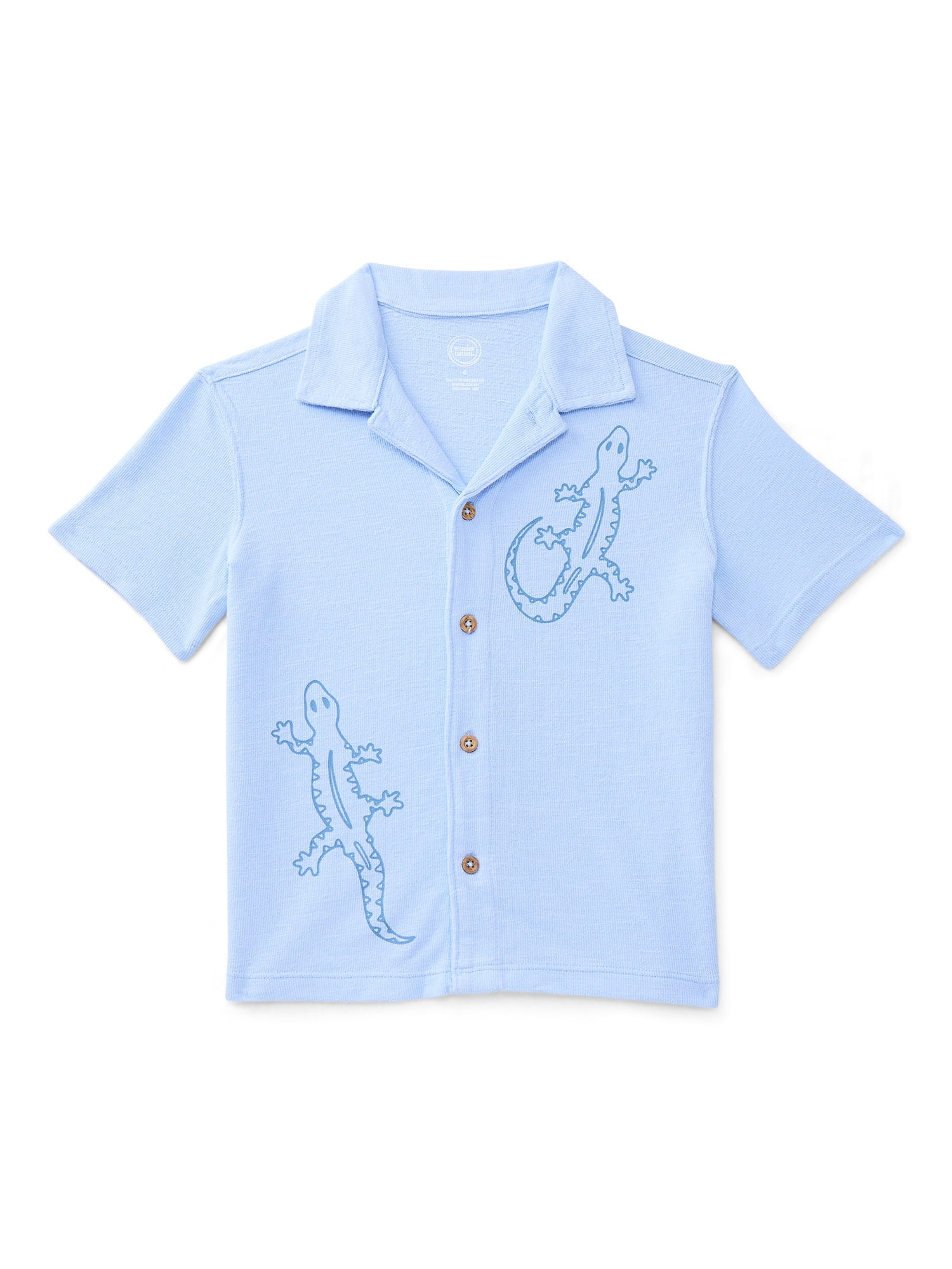 Wonder Nation Little Boys Knit Button Down Shirt with Short Sleeves, Sizes 4-10 | Walmart (US)