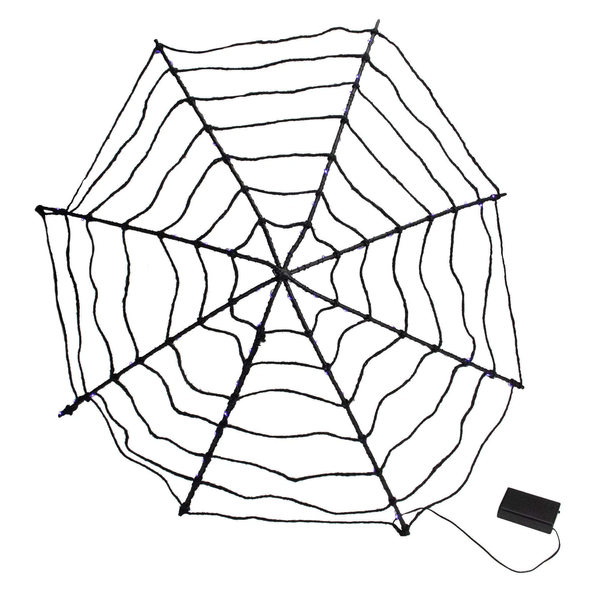 16" Lighted Black B/O Spider Web Halloween Decoration with Purple LED Lights | Birch Lane