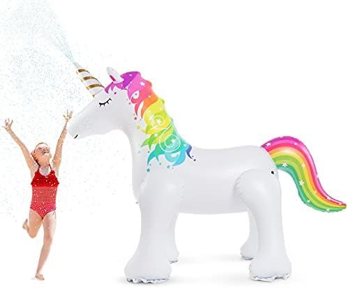 Jasonwell Unicorn Sprinkler Inflatable Unicorn Water Toys Outdoor Inflatable Ginormous Unicorn Ya... | Amazon (US)