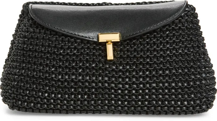 Mini T-Lock Knit Leather Clutch | Nordstrom