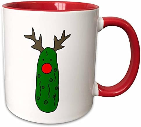 3dRose Funny Pickle With Red Nose And Antlers Like Rudolph Reindeer Mug, 11 oz | Amazon (US)