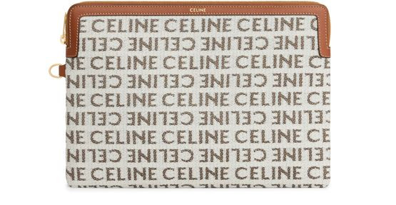 Small pouch with strap Celine signature in textile with Celine all-over and calfskin - CELINE | 24S US