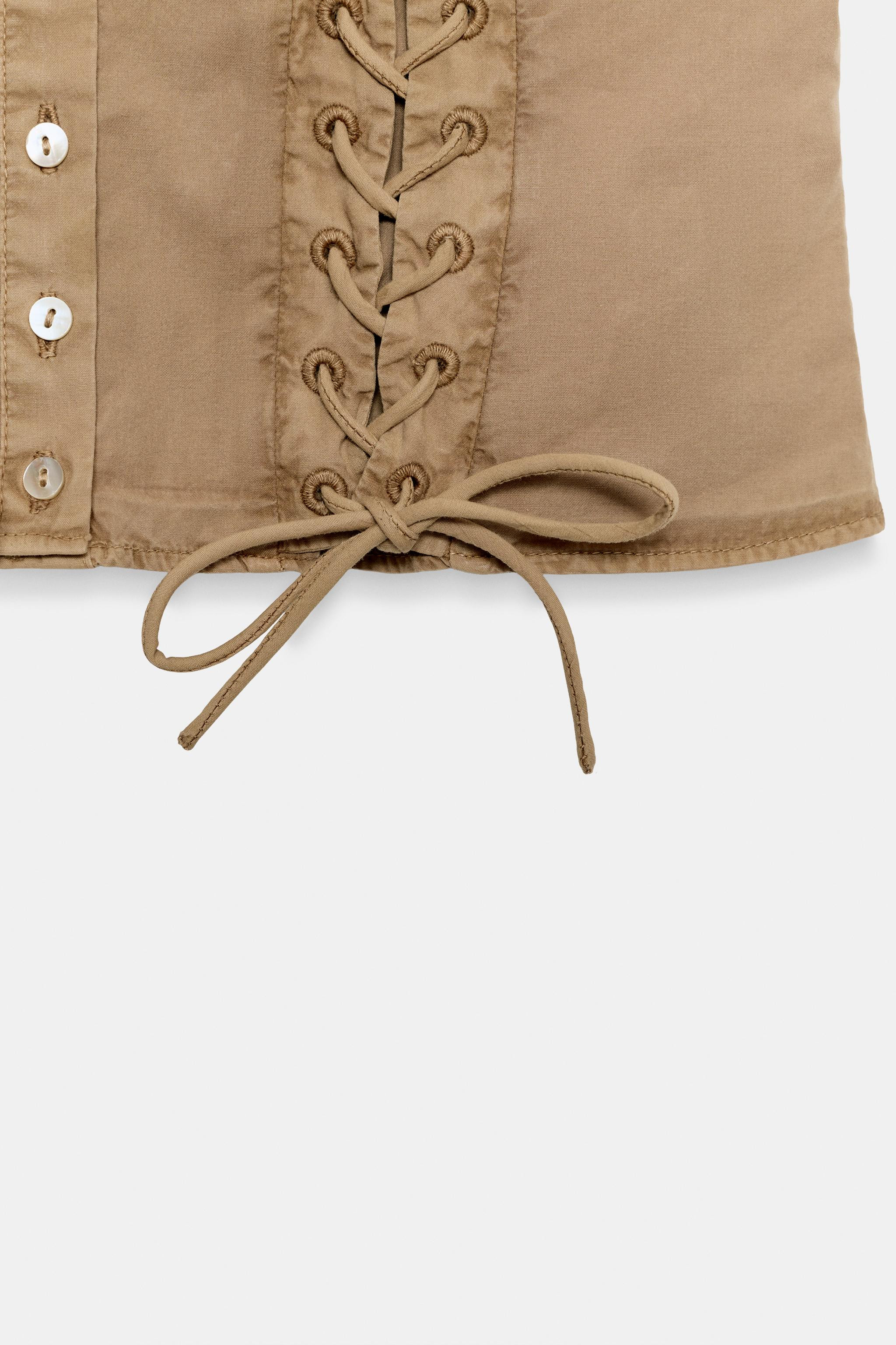 WASHED EFFECT POPLIN TOP | Zara UK