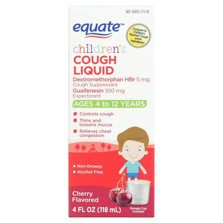 Equate Children's Cough Liquid, Cherry Flavor, 4 fl oz | Walmart (US)