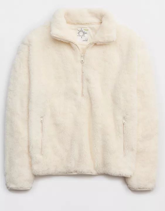 OFFLINE By Aerie Fluffy Sherpa Quarter Zip Sweatshirt | Aerie