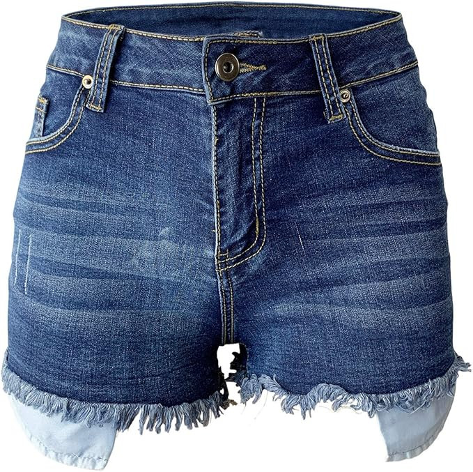 Aodrusa Womens Ripped Denim Shorts Mid Rise Body Enhancing Curvy Cutoff Distressed Jeans | Amazon (US)