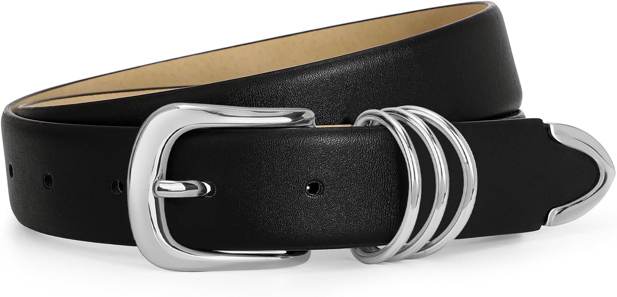 JASGOOD Women Leather Belt with Gold Buckle Ladies Faux Leather Belt for Jeans Pants | Amazon (US)