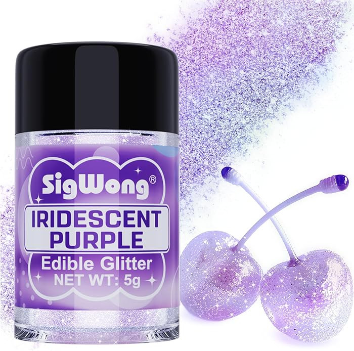 Iridescent Purple Edible Glitter - 5g Food Grade Cake Decorating Shimmering Glitter, Edible Sprin... | Amazon (US)