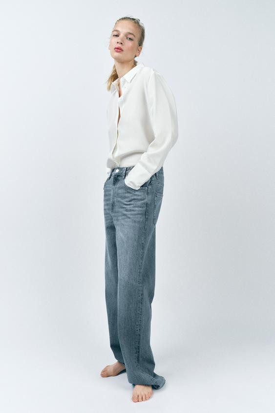 ZW COLLECTION BAGGY MID-WAIST JEANS | Zara UK