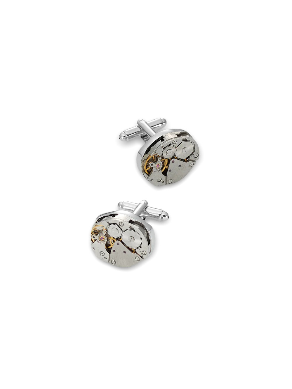 Oval Watch Movement Cufflinks - Silver/gold | Paul Fredrick MenStyle