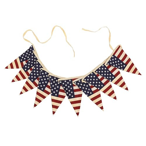 Vintage American Flag Bunting Banner, 5 Meter Cotton Garland with 10 Double-Sided USA Pennant Flags, Patriotic Hanging Decoration for 4th of July, Memorial Day, Independence Day | Amazon (US)