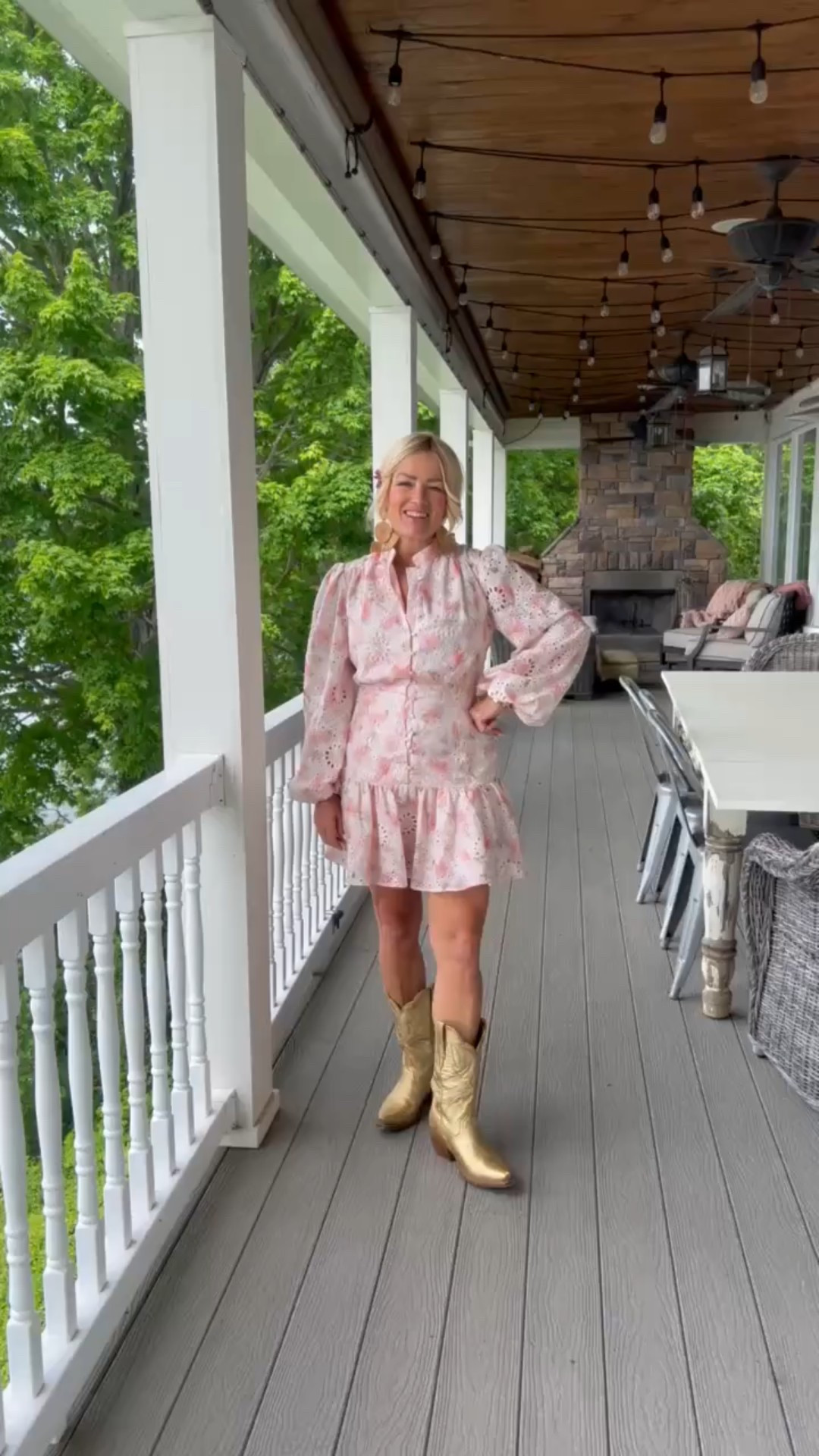 bardot hendry dress outfit, pink floral mini dress, long sleeve ruffle dress, cowgirl boots with dress, gold western boots, bold southern fashion, feminine country style, flirty floral outfit, garden party dress ideas, statement sleeve mini dress, spring outfit inspiration, western glam look, southern belle style, country concert outfit, boots with dresses trend 

 

#LTKOver40 #LTKParties #LTKStyleTip