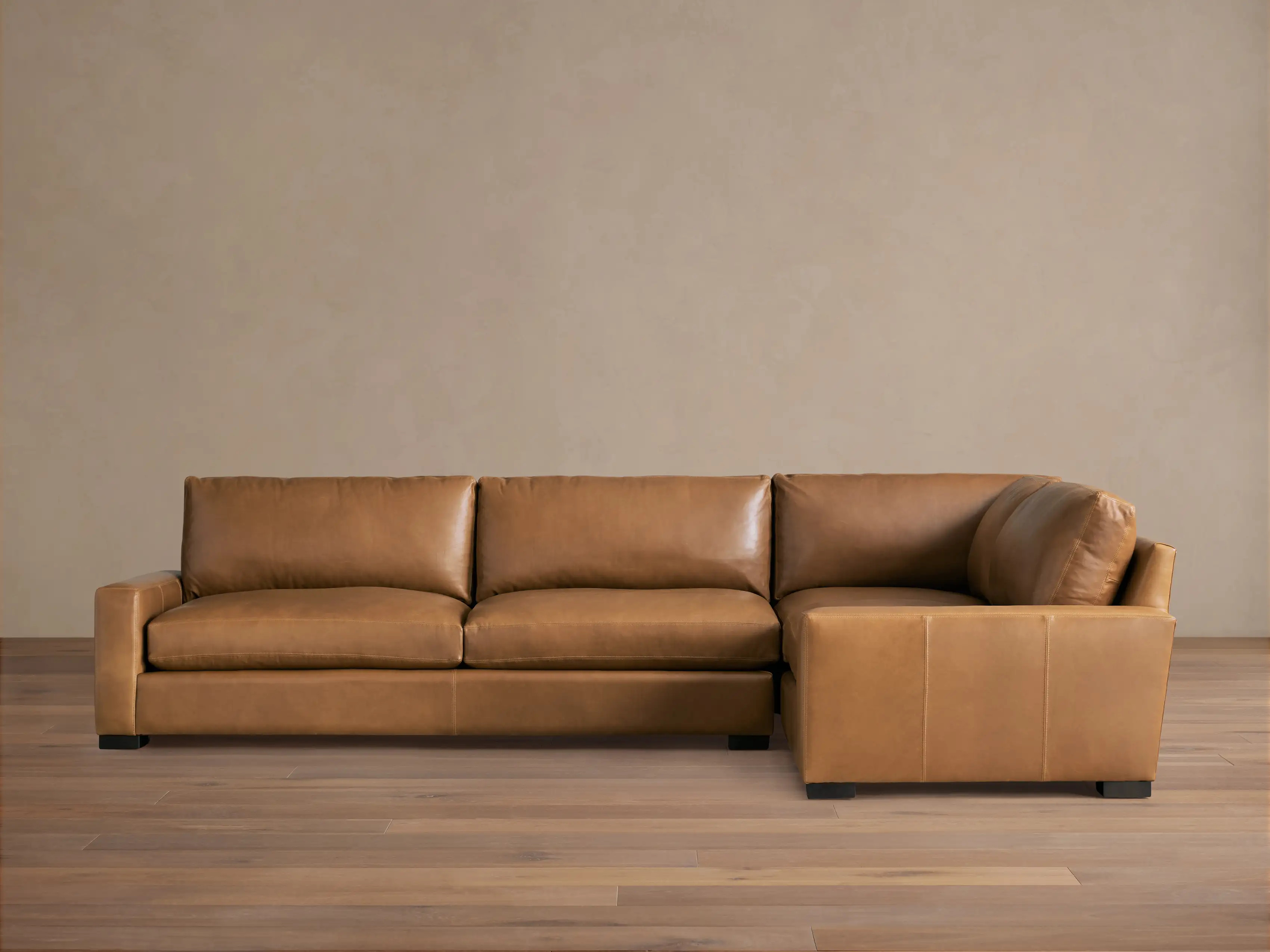 Remington Leather Two-Piece Sectional in Saratoga Chocolate | Arhaus