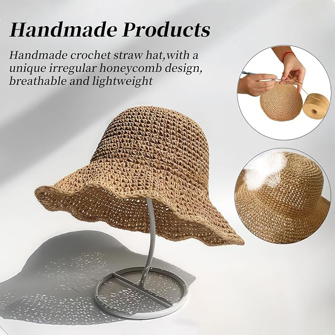 Floppy Big Beach Straw Hats for Women Foldable Summer Wide Brim Packable Sun Hat Womens Travel St... | Amazon (US)