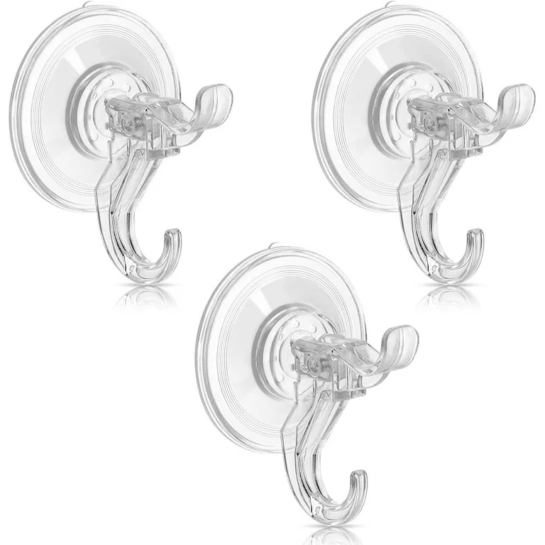Suction Cup Hooks 3 Pack, Clear Vacuum Hook for Kitchen Bathroom Shower, Reusable 7lbs Max Hold C... | Walmart (US)