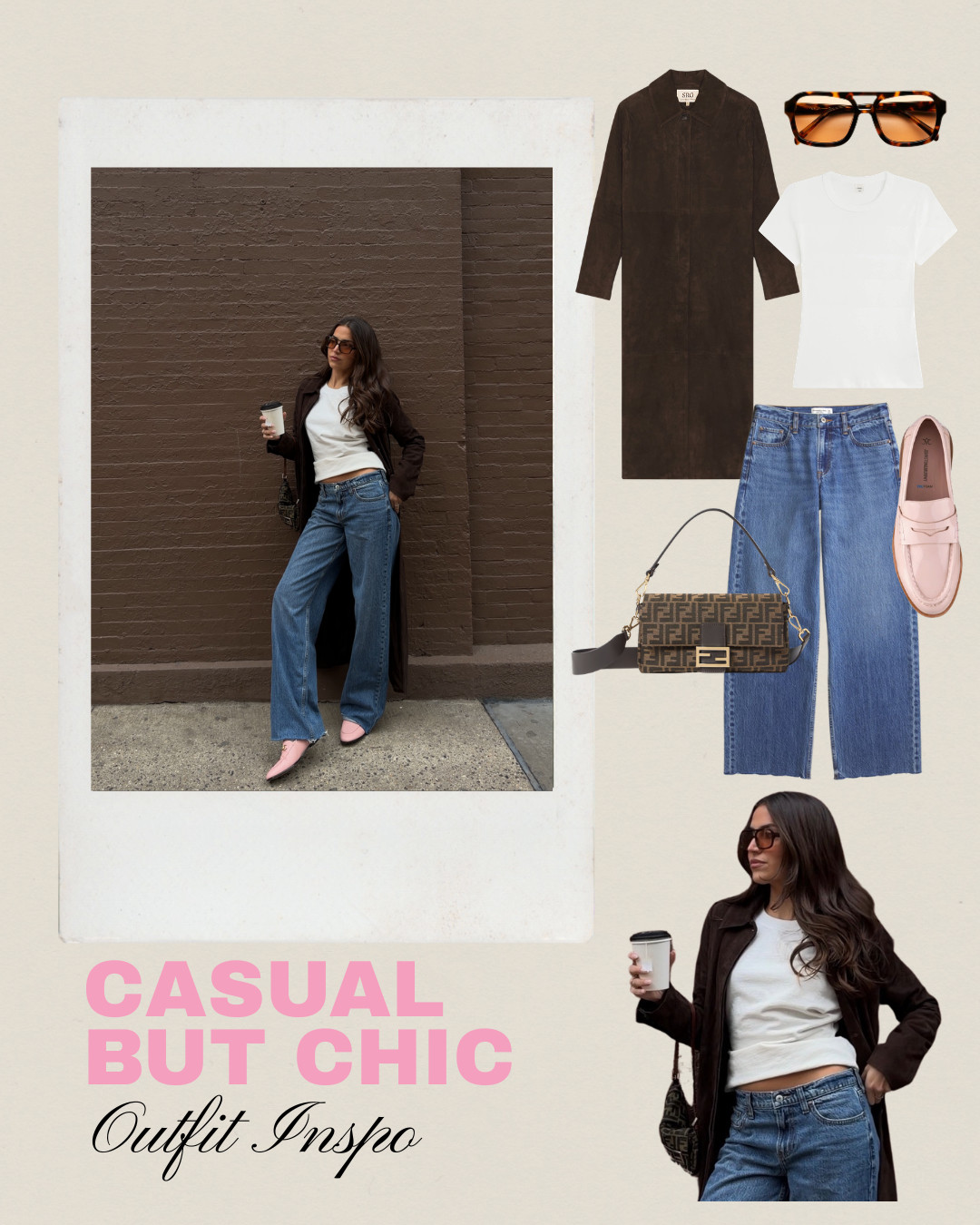 Casual but chic outfit inspo I’ll be repeating all season: long coat, classic tee, baggy jeans 🤎 

 #LTKdayinmylife #LTKgrwm #LTKootd