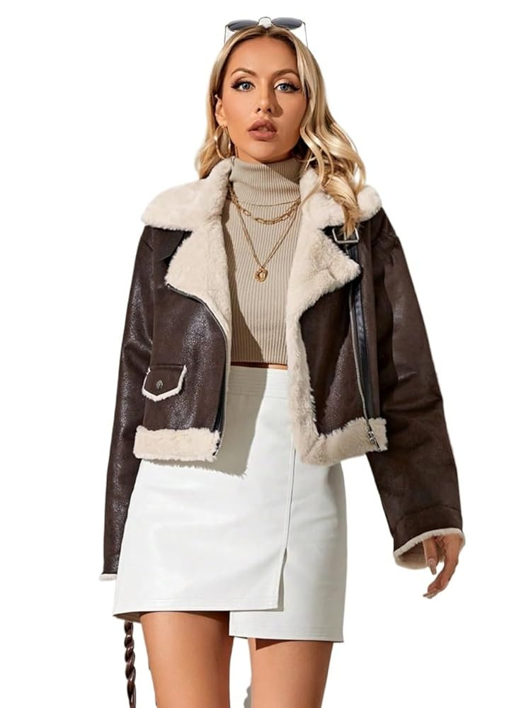 Womens Shacket Jacket Teddy Lined Zip Up Jacket | Amazon (US)